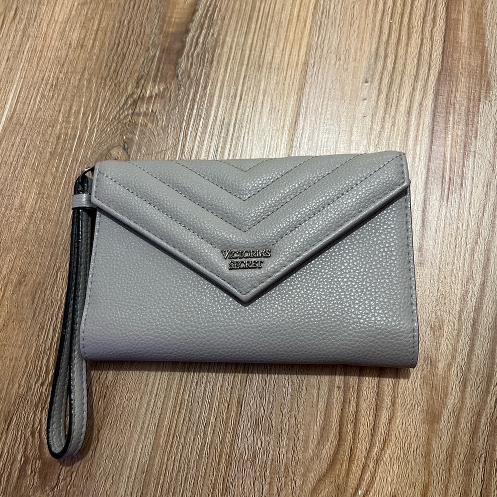 Victoria's Secret Pebbled Gray Wristlet Clutch